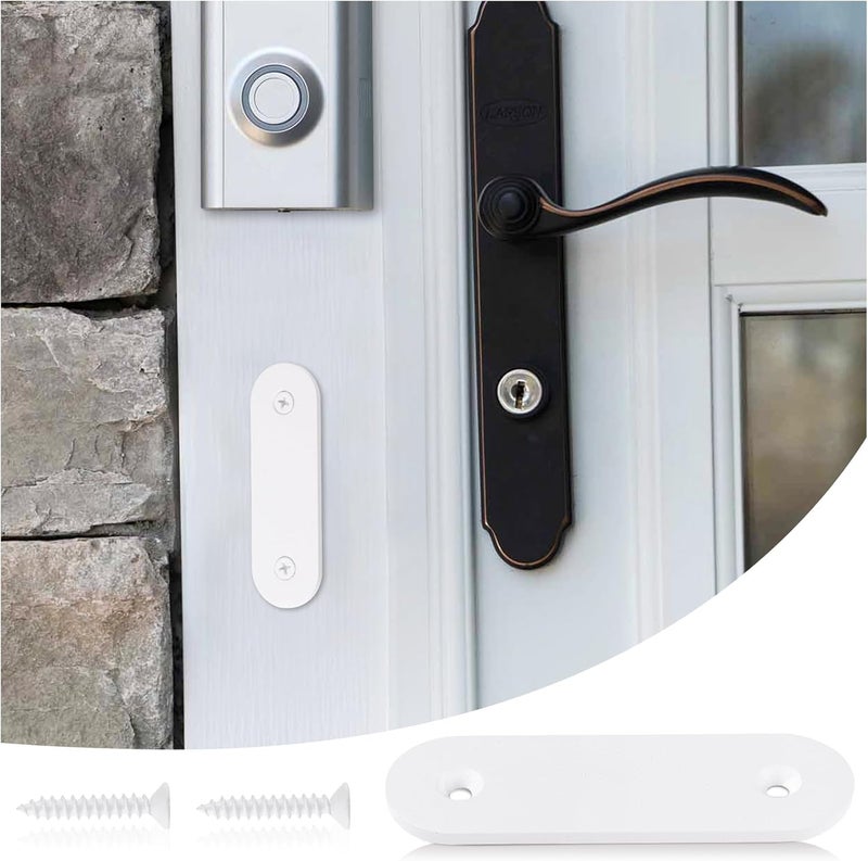 SHUS LIVE Doorbell Cover Plate, Metal Doorbell Blanking Plate Cover, Doorbell Button Cover Chime Guard Plate, Doorbell Faceplate Hole Cover, Weather Resistant, Easy Installation, Aesthetic Decoration - White - Image 2