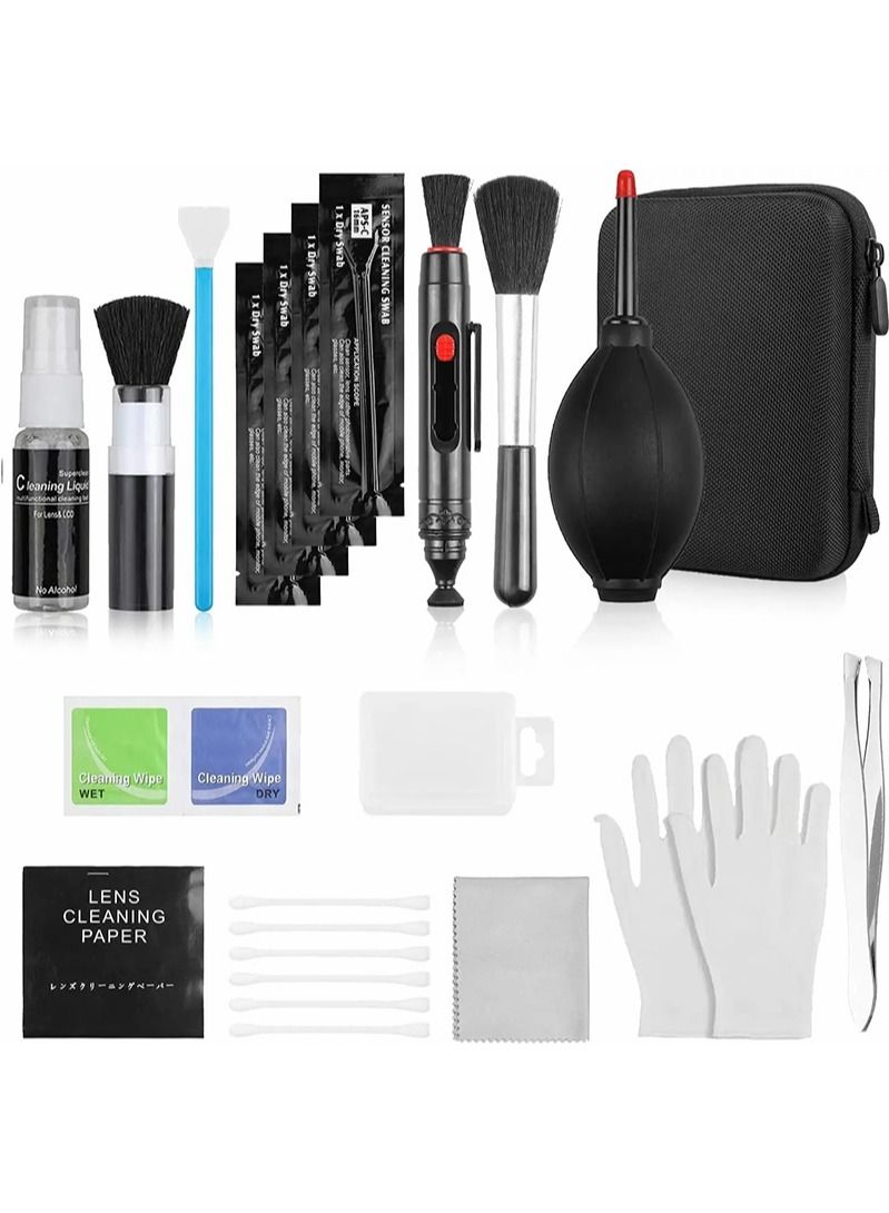 GHavii 15 in 1 Camera Lens Cleaning Kit for DSLR Camera Canon Sony Nikon Mirrorless Camera Sensor Cleaning Kit Includes Lens Blower/Cleaner/Cotton Swab/Cleaning Cloth/Cleaning Pen/Cleaning Brush - Image 1