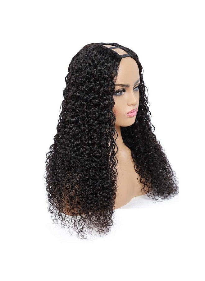 ROYAL IMPRESSION Deep Wave U Part Wig Human Hair For Women 12A Grade Brazilian Virgin Deep Curly Upart Wig Human Hair Wigs 150% Density Glueless Full Head Clip In Half Wig U Shape Wig Natural Color (22 Inch)  - Image 3