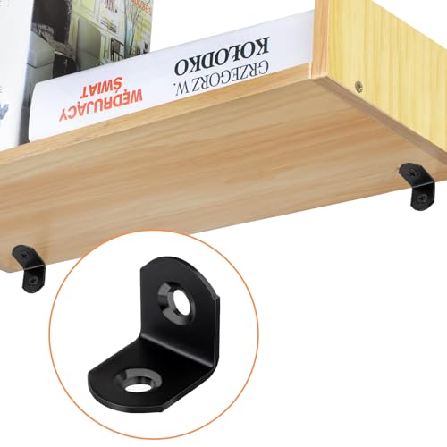 Romeda 40 Pcs L Bracket Stainless Steel Corner Brace Sets, 90 Degree Right Angle Brackets with 80 Pcs Screws, L Bracket Firmware for Wooden Shelves, Chairs, Tables, Dressers, Furniture (Black) - Image 5