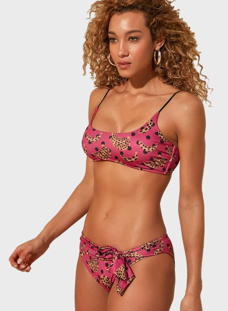trendyol Front Tie Printed Bikini Bottom