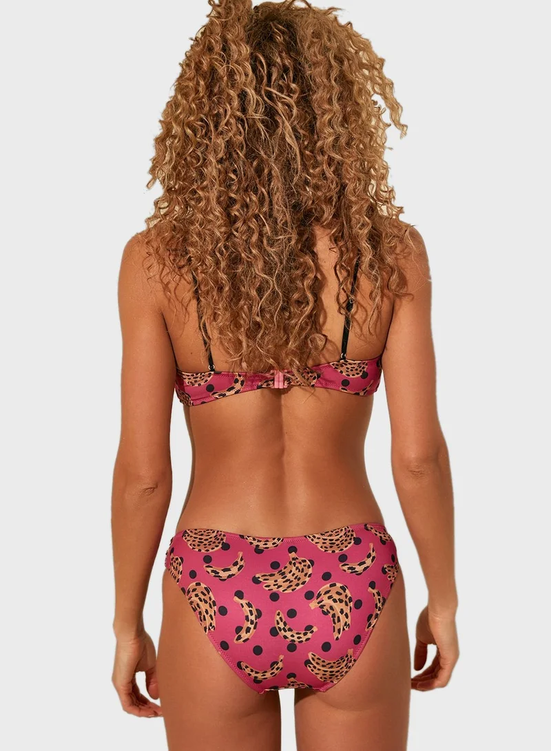 trendyol Front Tie Printed Bikini Bottom