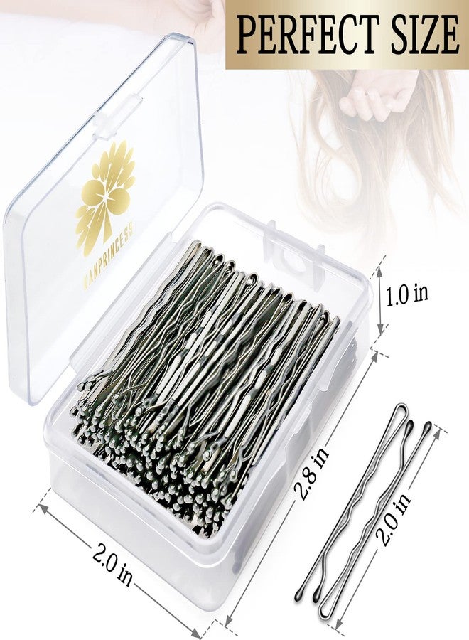 KANPRINCESS 100PCS 2Inches Hair Pins Kit Hair Clips Secure Hold Bobby Pins Hair Clips for Women Girls and Hairdressing Salon With Clear Storage Box(Silver) - Image 2