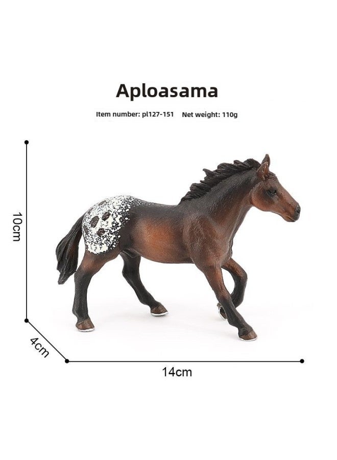 Solid Simulation Animal Model Horse Horse Horse Horse Horse Black Horse Horse Children's Cognitive Toys Animal Model Horse Ornaments-Color:Appaluzsa Stallion 127-151  - Image 1