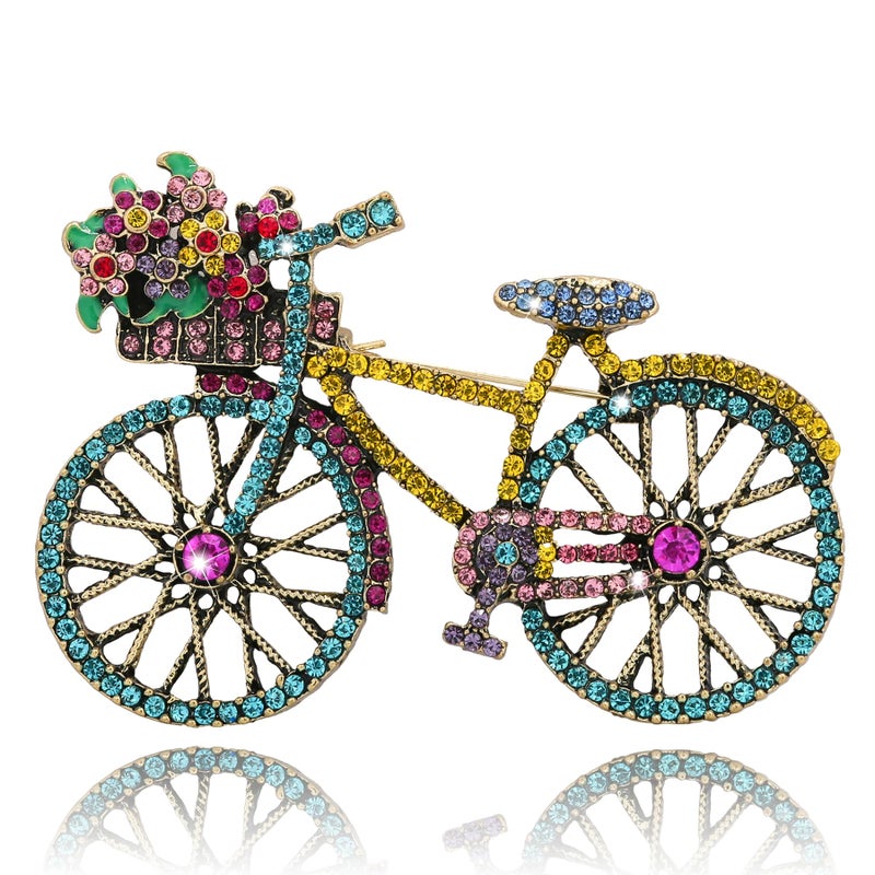 Vancy Utopia Crystal Rhinestone Creative Bicycles Brooch Pin for Women Retro Elegant Handmade Blue Brooches Pins Classic Wedding Fashion Jewelry Accessories Gift - Image 1