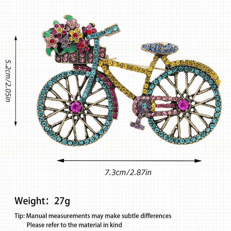 Vancy Utopia Crystal Rhinestone Creative Bicycles Brooch Pin for Women Retro Elegant Handmade Blue Brooches Pins Classic Wedding Fashion Jewelry Accessories Gift - Image 2