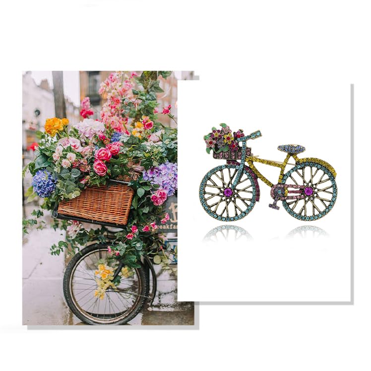 Vancy Utopia Crystal Rhinestone Creative Bicycles Brooch Pin for Women Retro Elegant Handmade Blue Brooches Pins Classic Wedding Fashion Jewelry Accessories Gift - Image 5