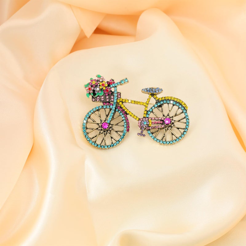 Vancy Utopia Crystal Rhinestone Creative Bicycles Brooch Pin for Women Retro Elegant Handmade Blue Brooches Pins Classic Wedding Fashion Jewelry Accessories Gift - Image 3