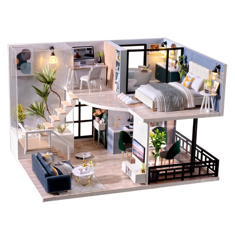 RHZN Miniature House Kit Dollhouse Kit Miniature Kit DIY Mini House Building Kit for Adult - Image 4