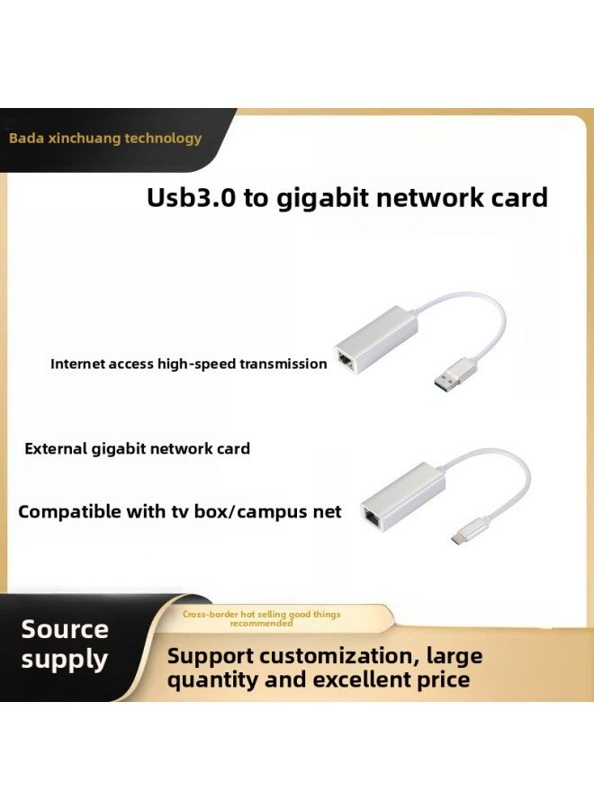 Hot USB3.0 Gigabit Network Card Transmission Converter Type-c To RJ45 Network Card USB3 Gigabit Network-Color:Aluminum-type-c Gigabit Network Card - Image 2