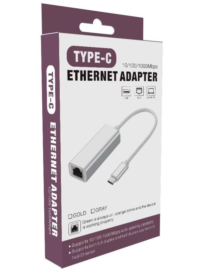 Hot USB3.0 Gigabit Network Card Transmission Converter Type-c To RJ45 Network Card USB3 Gigabit Network-Color:Aluminum-type-c Gigabit Network Card - Image 1