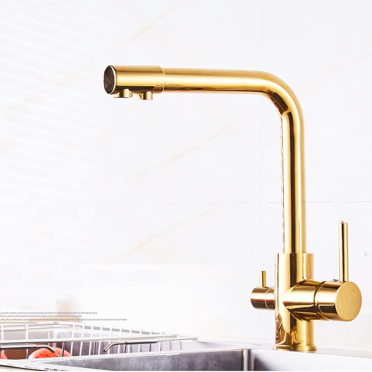 InArt Single Lever Kitchen Sink Mixer Tap Faucet with Ro Drinking Water Filter Tap Gold Color - Image 1