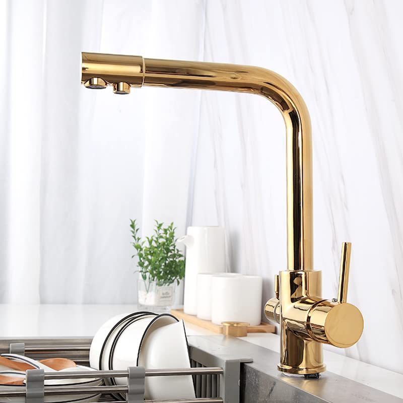 InArt Single Lever Kitchen Sink Mixer Tap Faucet with Ro Drinking Water Filter Tap Gold Color - Image 4