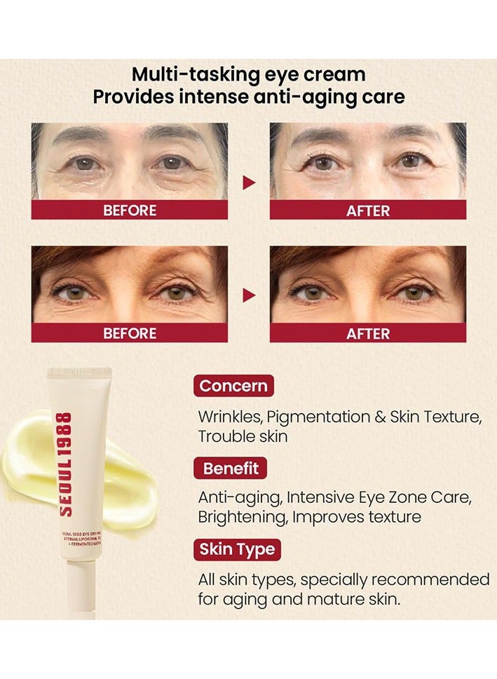 K-SECRET كريم العين SEOUL 1988: ريتينال ليبوسوم 4% وفول مخمر لمكافحة الشيخوخة والتفتيح وإزالة التجاعيد لبشرة شابة (قد يختلف التغليف) - Image 2