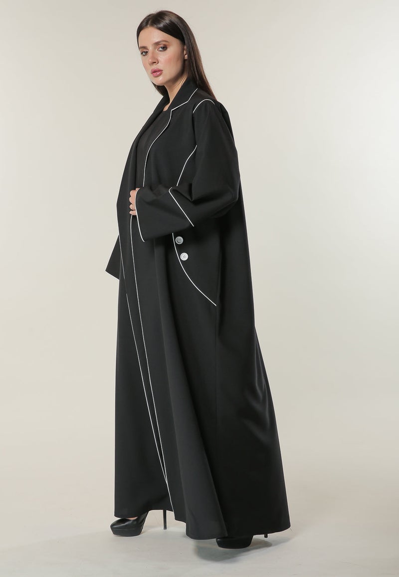 Moistreet Piping & Buttons Detailing Abaya - Image 4