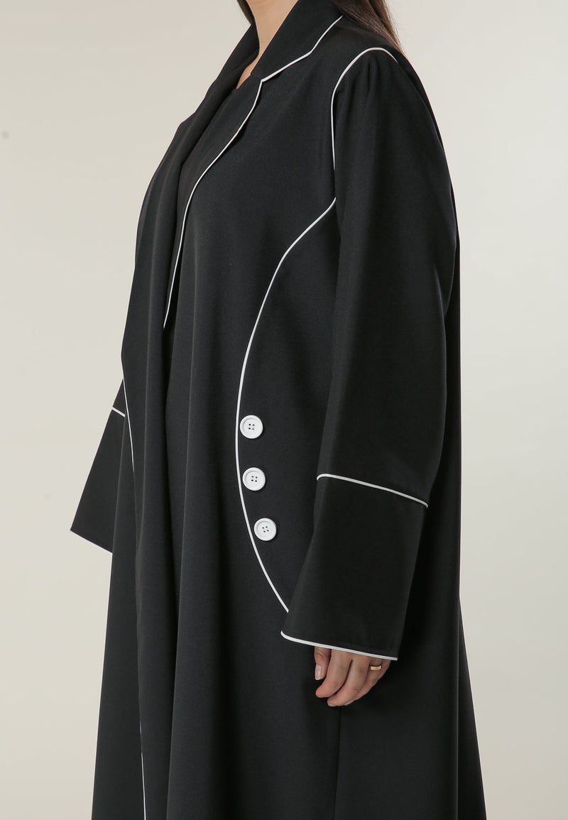 Moistreet Piping & Buttons Detailing Abaya - Image 3