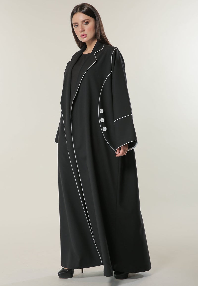 Moistreet Piping & Buttons Detailing Abaya - Image 1