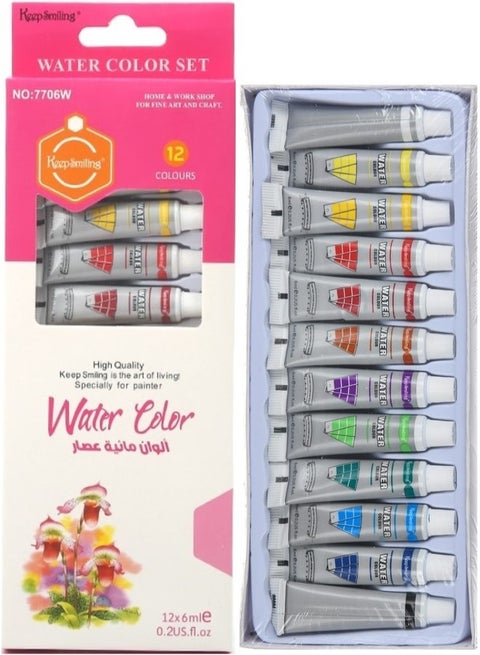 Keep Smiling 7706W Premium Water Color Paint Set With 12 Tubes Multicolour 12x6ml