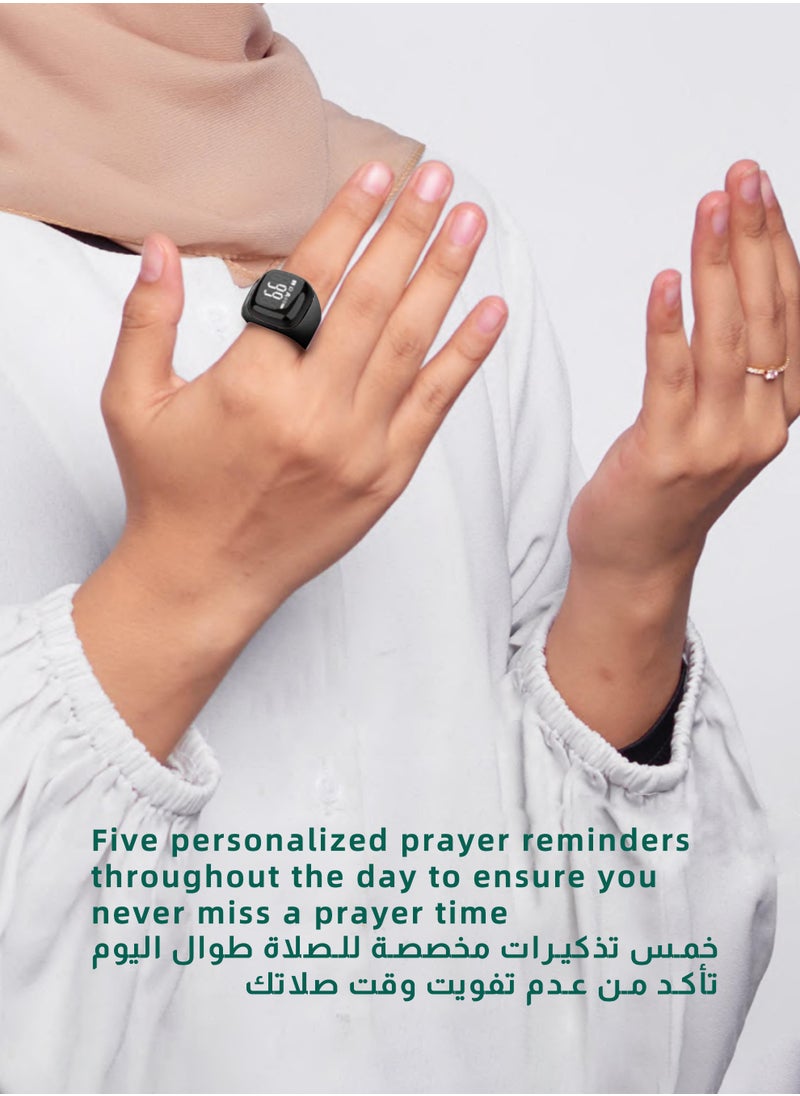 ULHYC 22mm Zikr Ring Smart Ring with Vibration Reminder Tasbih Counter and Bluetooth Connection for Exclusive IQIBLA App and 5 Daily Prayer Reminders  - Image 2