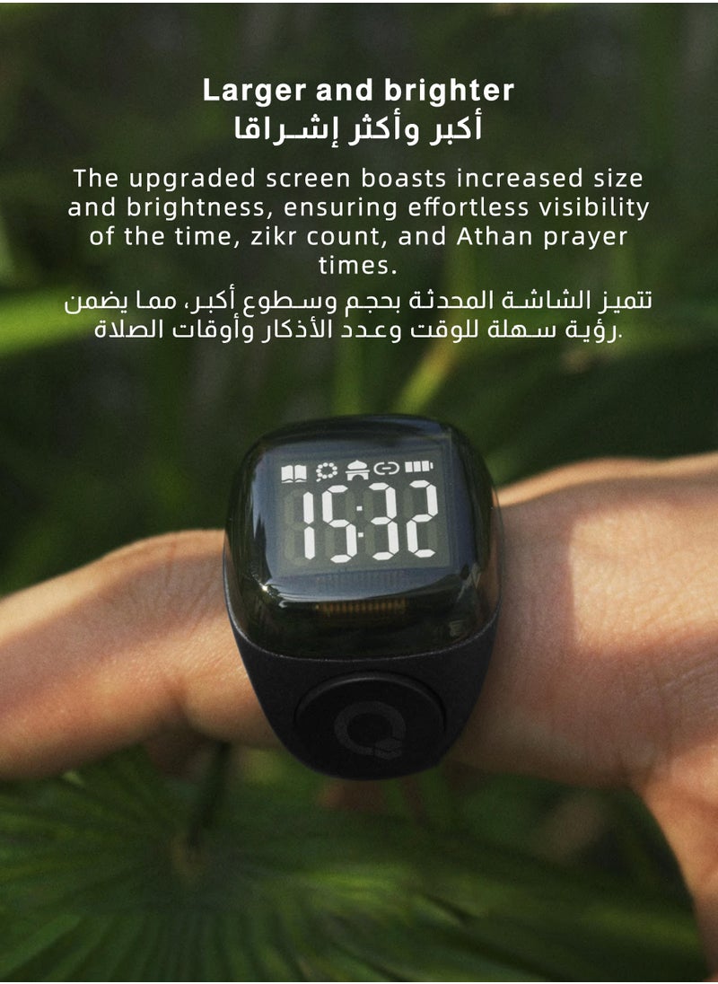 ULHYC - 22mm Zikr Ring Smart Ring with Vibration Reminder Tasbih Counter and Bluetooth Connection for Exclusive IQIBLA App and 5 Daily Prayer Reminders - Image 1