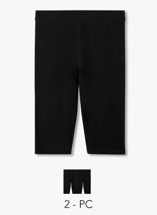 سبلاش فيڤ Pack of 2 Mid Rise Knee Length Leggings with Elasticated Waistband