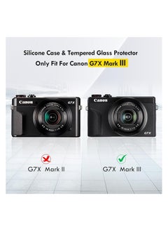 Generic The camera case for the Canon Powershot G7 X Mark III comes with a 2-piece set of screen protectors, and the full protection soft G7X III silicone case for the detachable lens cap protector is for t  - Image 2
