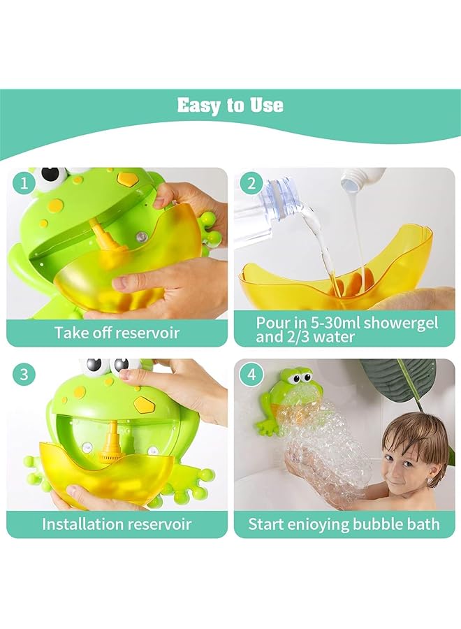 إيروريكس ألعاب حمام الطفل ألعاب حمام الطفل آلة الفقاعات لعبة حمام الفقاعات للأطفال الصغار صانع الفقاعات مع الضفدع - Image 5
