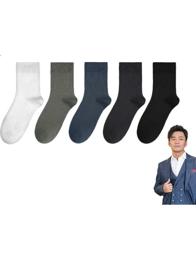 A Fish Men'S Spring And Summer Business Mid-Tube Socks 10A Grade Antibacterial And Odor-Resistant Cotton Socks Sports Long Socks Massage Bottoms - Image 2