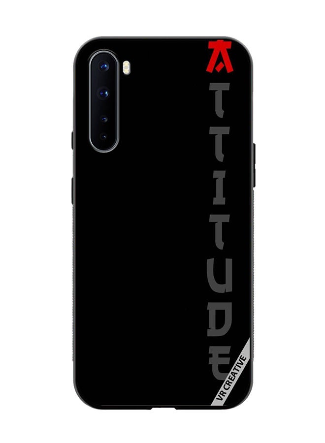 VR CREATIVE غطاء حماية لهاتف OnePlus Nord باللون الأسود مع تصميم نصي متعدد الألوان - Image 1