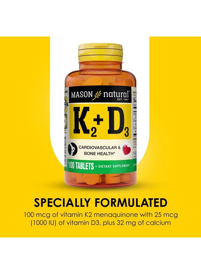Mason Natural Vitamin K2 + D3, 300-Day Supply, with Calcium for Normal Bone and Muscle Support, 100 Tablets (Pack of 3) - Image 4