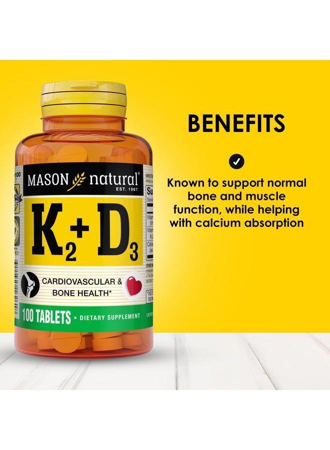 Mason Natural Vitamin K2 + D3, 300-Day Supply, with Calcium for Normal Bone and Muscle Support, 100 Tablets (Pack of 3) - Image 2