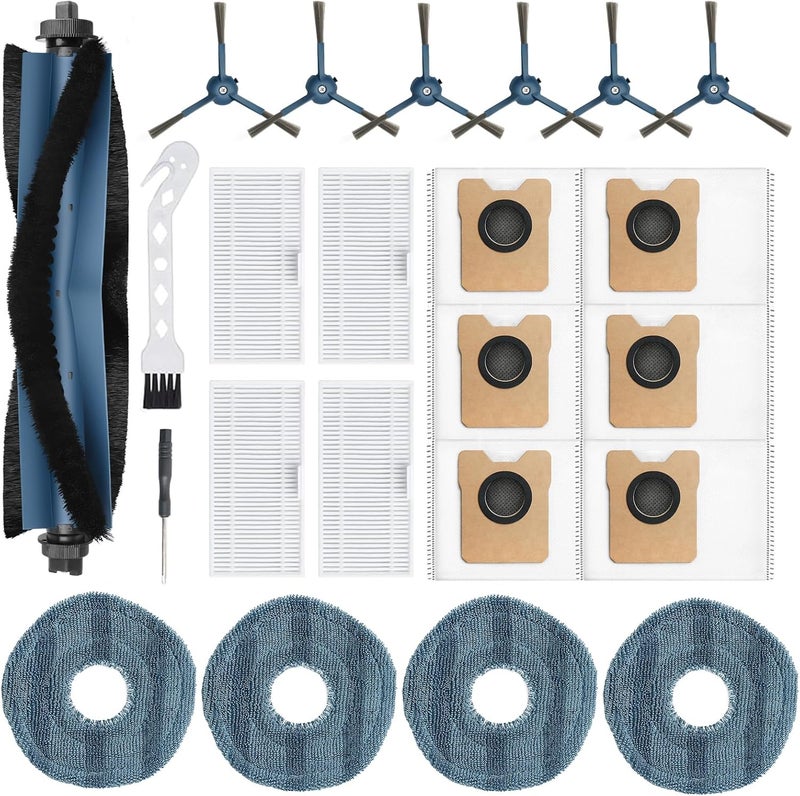 BUXEBUX Pack of 23 Accessories for Eufy C20 Omni Vacuum Cleaner Replacement Parts Accessories, 1 Roller Brush, 4 HEPA Filters, 4 Mop Pads, 6 Side Brushes, 6 Dust Bags, 1 Screwdriver, 1 Clean Tool - Image 1