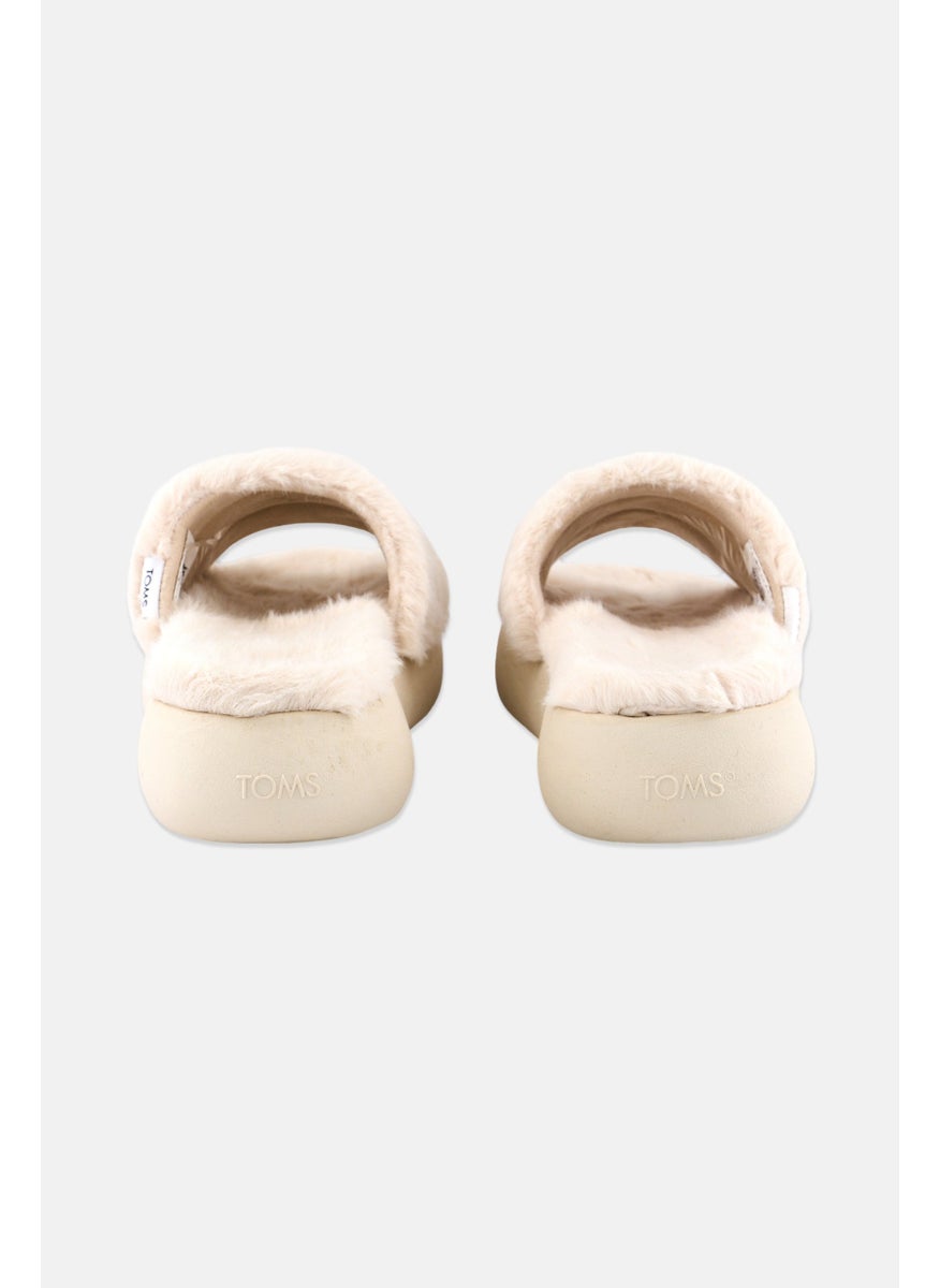 TOMS Women Alpargata Mallow Slip On Faux Mohair Slippers, Beige  - Image 2