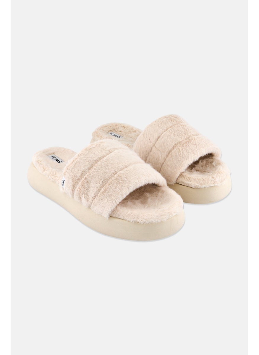 TOMS Women Alpargata Mallow Slip On Faux Mohair Slippers, Beige  - Image 1