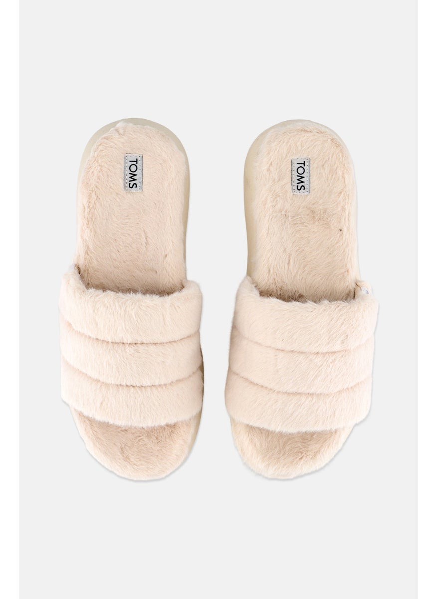 TOMS Women Alpargata Mallow Slip On Faux Mohair Slippers, Beige  - Image 3