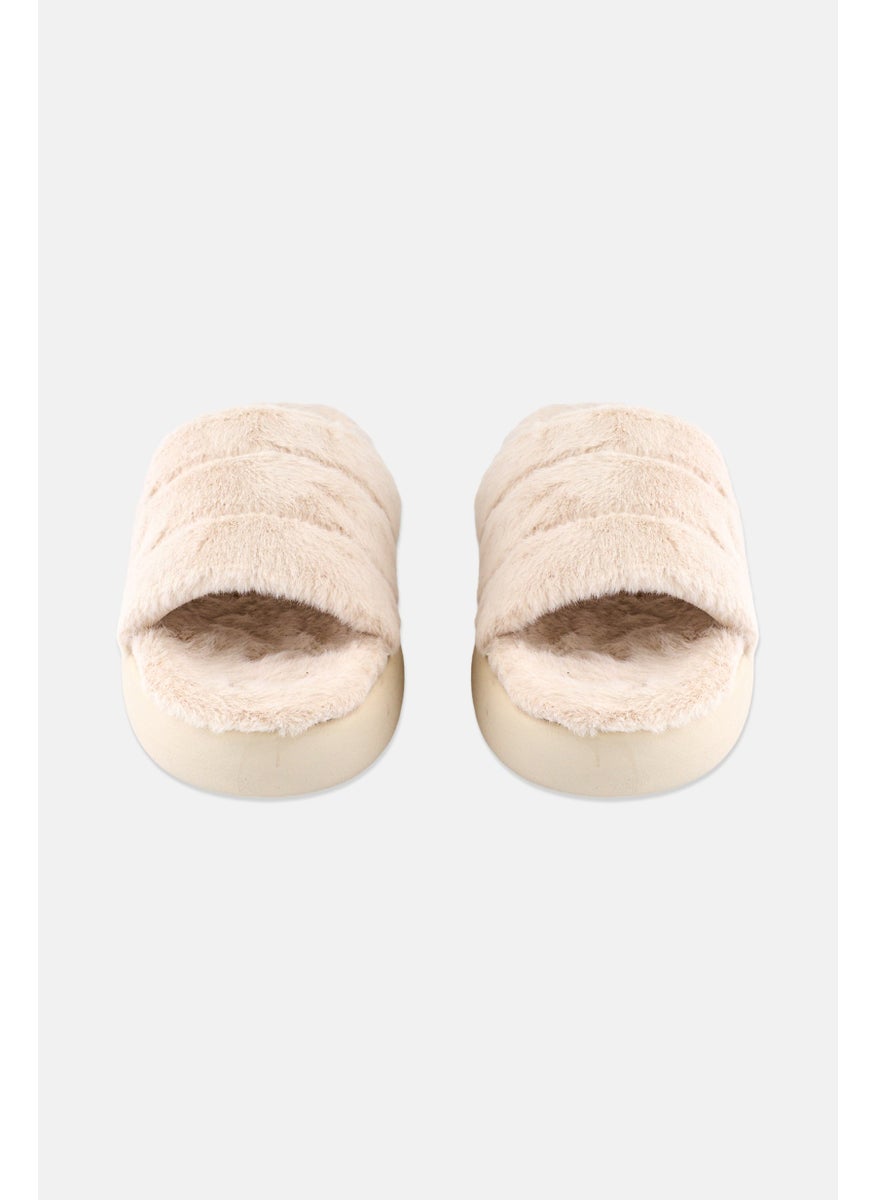 TOMS Women Alpargata Mallow Slip On Faux Mohair Slippers, Beige  - Image 4