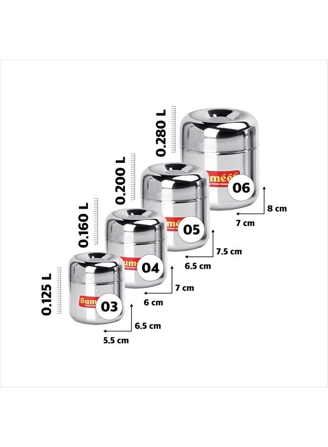 Sumeet Stainless Steel Vertical Utility Canisters/Ubha Dabba/Storage Containers Set Of 4Pc (125Ml,160Ml,200Ml,280Ml), Black - Image 4