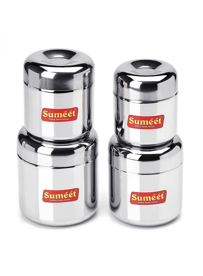 Sumeet Stainless Steel Vertical Utility Canisters/Ubha Dabba/Storage Containers Set Of 4Pc (125Ml,160Ml,200Ml,280Ml), Black - Image 1