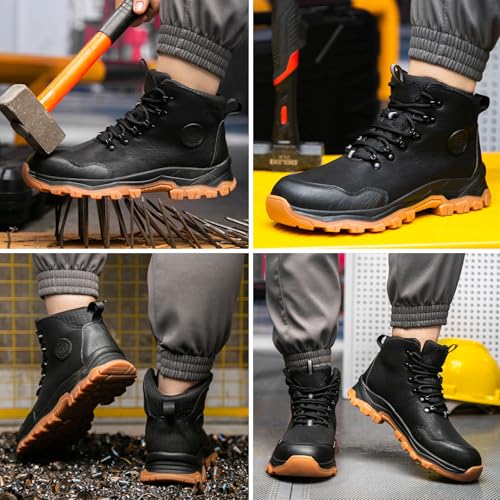 SFSDOUN Work Boots for Men,Puncture-Resistant Industrial Safety Boots,Lightweight Non Slip Work Shoes,Construction Indestructible Steel Toe Work Shoes. - Image 2