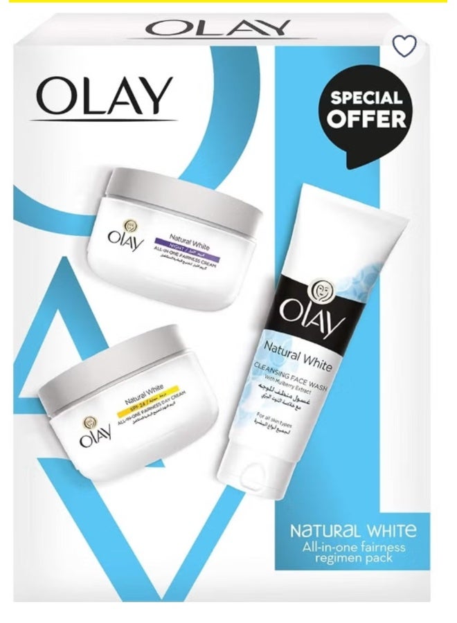 Natural White Beauty Set – Face Wash (100g) + Day Cream SPF 15 (50g) + Night Cream (50g)