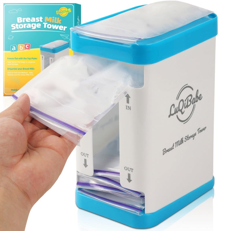 LuQiBabe LuQiBabe Breast Milk Storage Tower Freezer Organizer for Breast Milks Bags Holds 10 Milk Bags SpaceSaving Storage Rack for Freezing Organizing Breastmilk Firstin FirstOut Dispenser