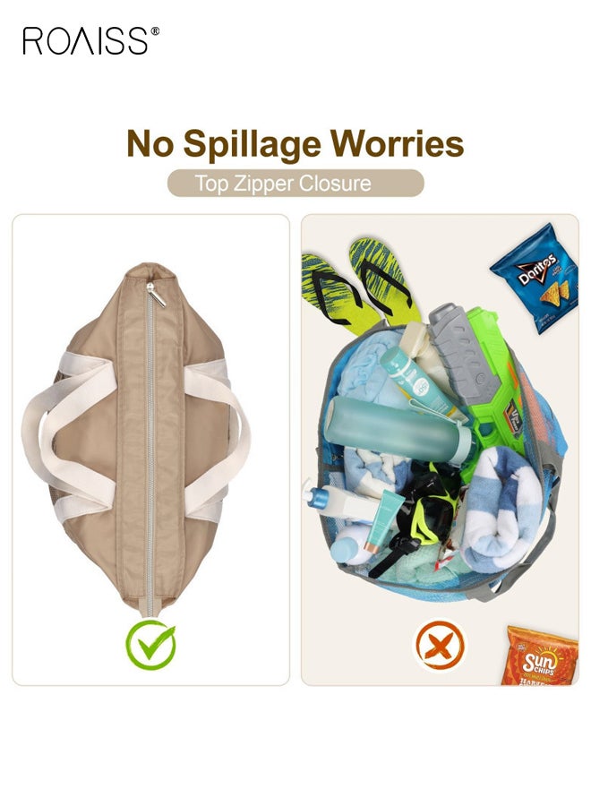 roaiss Mesh Handwashing Basket Travel Bathroom Storage Bag Washing Bath Organizer Pouch For Swimming Toiletries And Shower Essentials Durable Lightweight Beige - Image 2