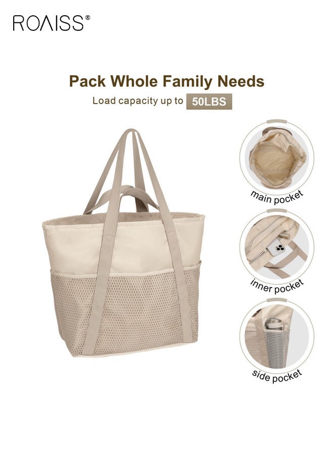 roaiss Mesh Handwashing Basket Travel Bathroom Storage Bag Washing Bath Organizer Pouch For Swimming Toiletries And Shower Essentials Durable Lightweight Beige - Image 5