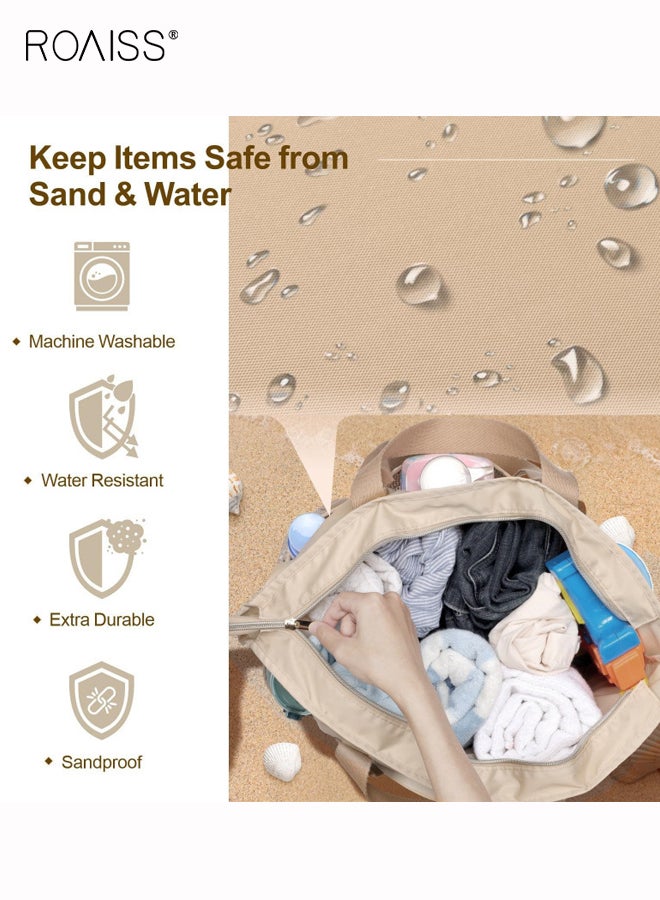 roaiss Mesh Handwashing Basket Travel Bathroom Storage Bag Washing Bath Organizer Pouch For Swimming Toiletries And Shower Essentials Durable Lightweight Beige - Image 3