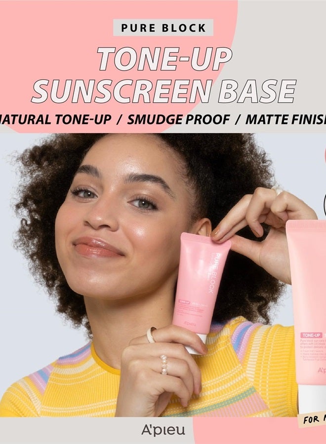 A'Pieu Pure Block Tone Up Sunscreen Base SPF50+/PA+++ 50ml | Tone-Up Reef Safe Korean Sunscreen for Makeup Base - Image 2
