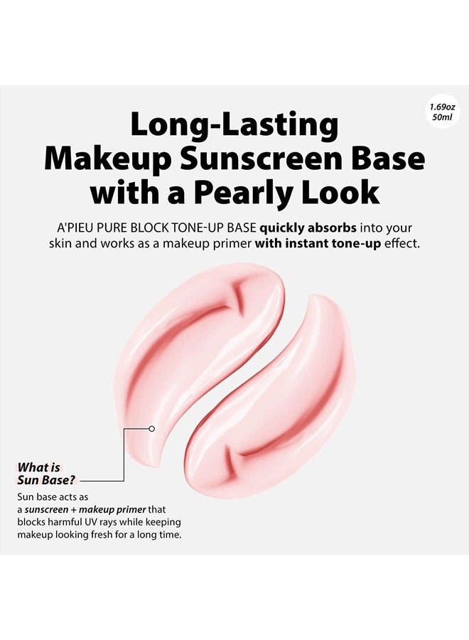 A'Pieu Pure Block Tone Up Sunscreen Base SPF50+/PA+++ 50ml | Tone-Up Reef Safe Korean Sunscreen for Makeup Base - Image 3