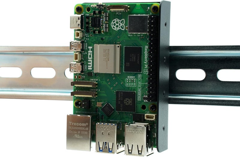 حامل مشبك سكة DIN من لـ Raspberry Pi - متوافق مع Raspberry Pi 5 و4B و3B وأجهزة SBC الأخرى ذات نمط فتحات البراغي نفسه - فولاذ مطلي بالبودرة - 6 مواضع تثبيت للمشابك - Image 5