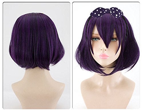 Xingwang Queen Anime 35cm Short Straight Black Purple Mixed Cosplay Wig + Free Cap - Image 3