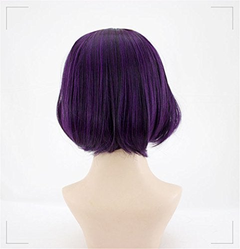 Xingwang Queen Anime 35cm Short Straight Black Purple Mixed Cosplay Wig + Free Cap - Image 2