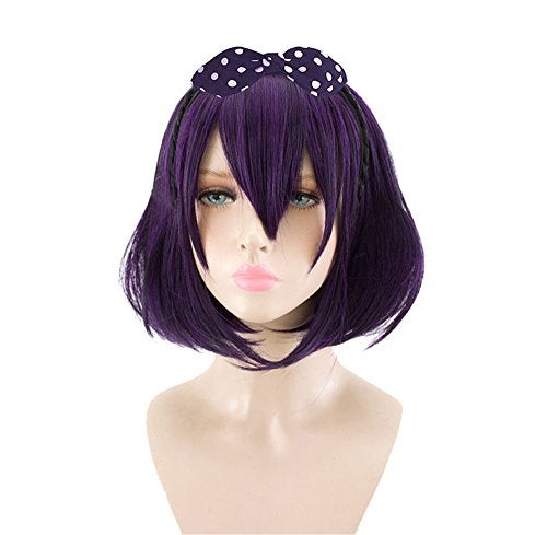 Xingwang Queen Anime 35cm Short Straight Black Purple Mixed Cosplay Wig + Free Cap - Image 1